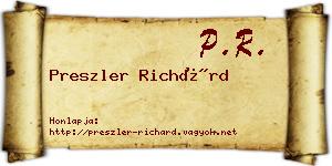 Preszler Richárd névjegykártya
